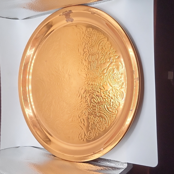 Beautiful Vintage Round Copper Serving Tray Platter - Picture 1 of 4